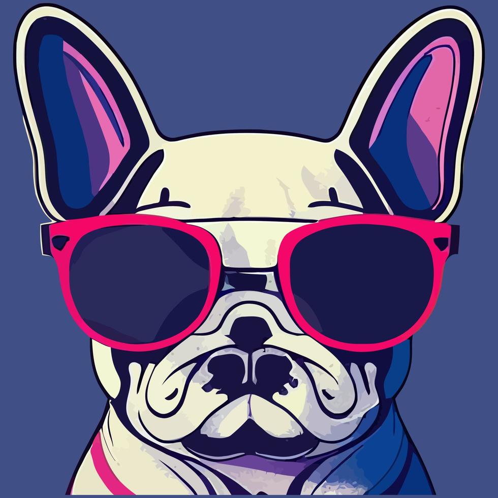 illustration Vector graphic of French bulldog wearing sunglasses
