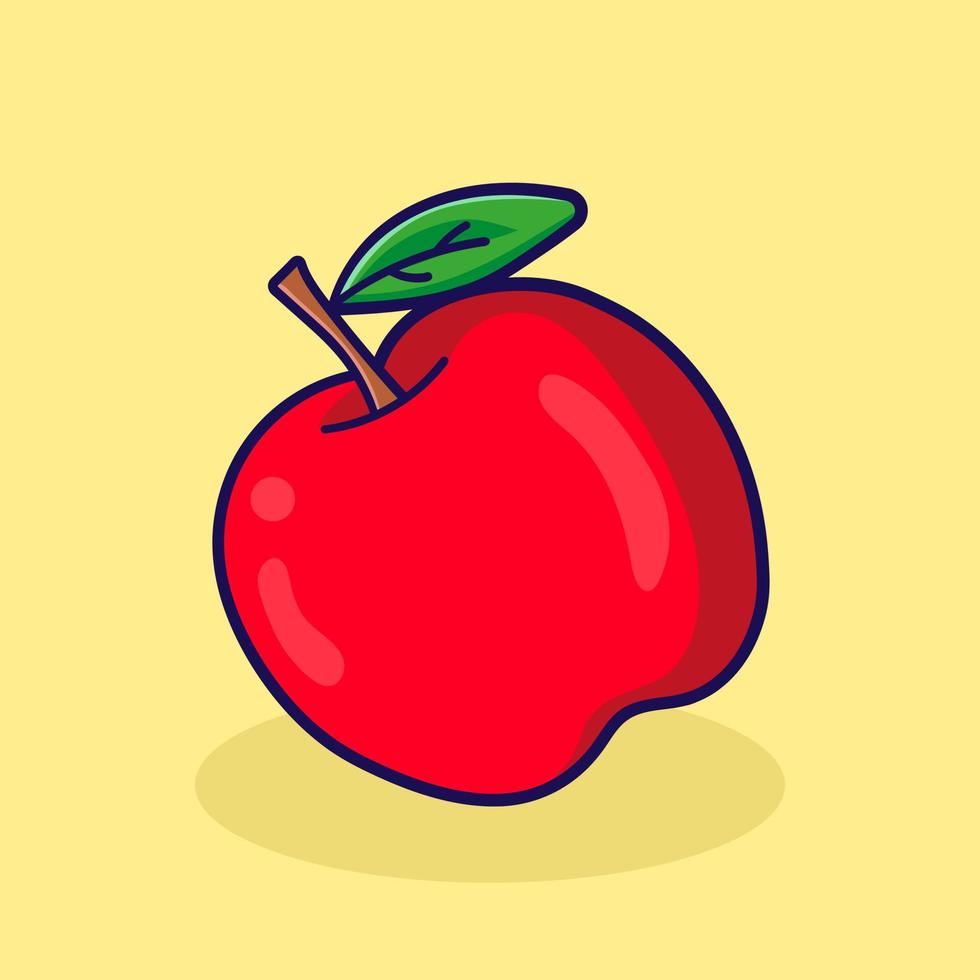 Red Apple Vector Editable Colorful Drawing Illustration