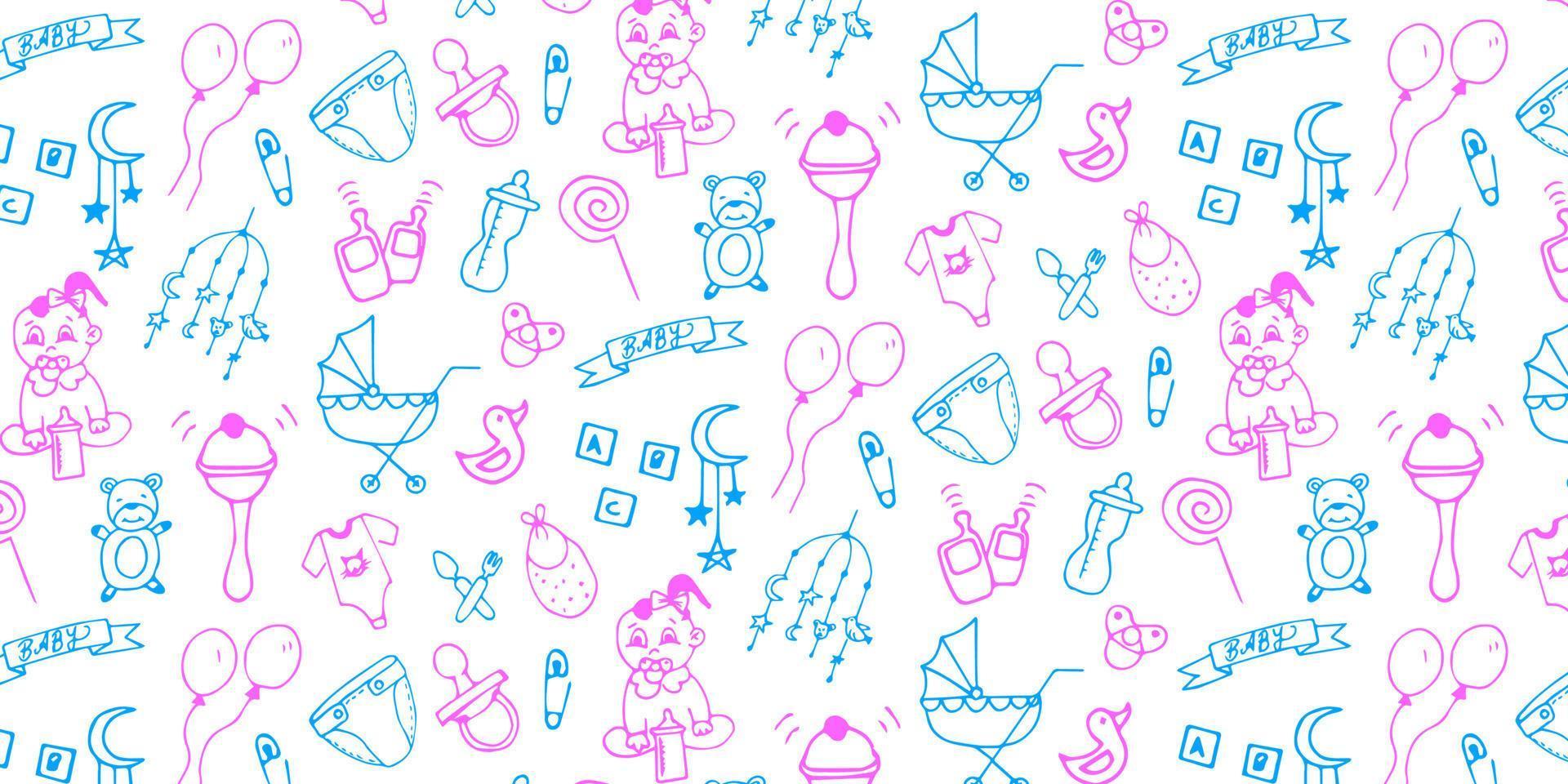 Baby Vector Hand Drawn Pattern