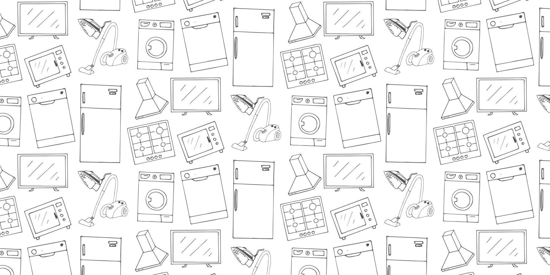 Home Appliances Vector Hand Drawn Pattern