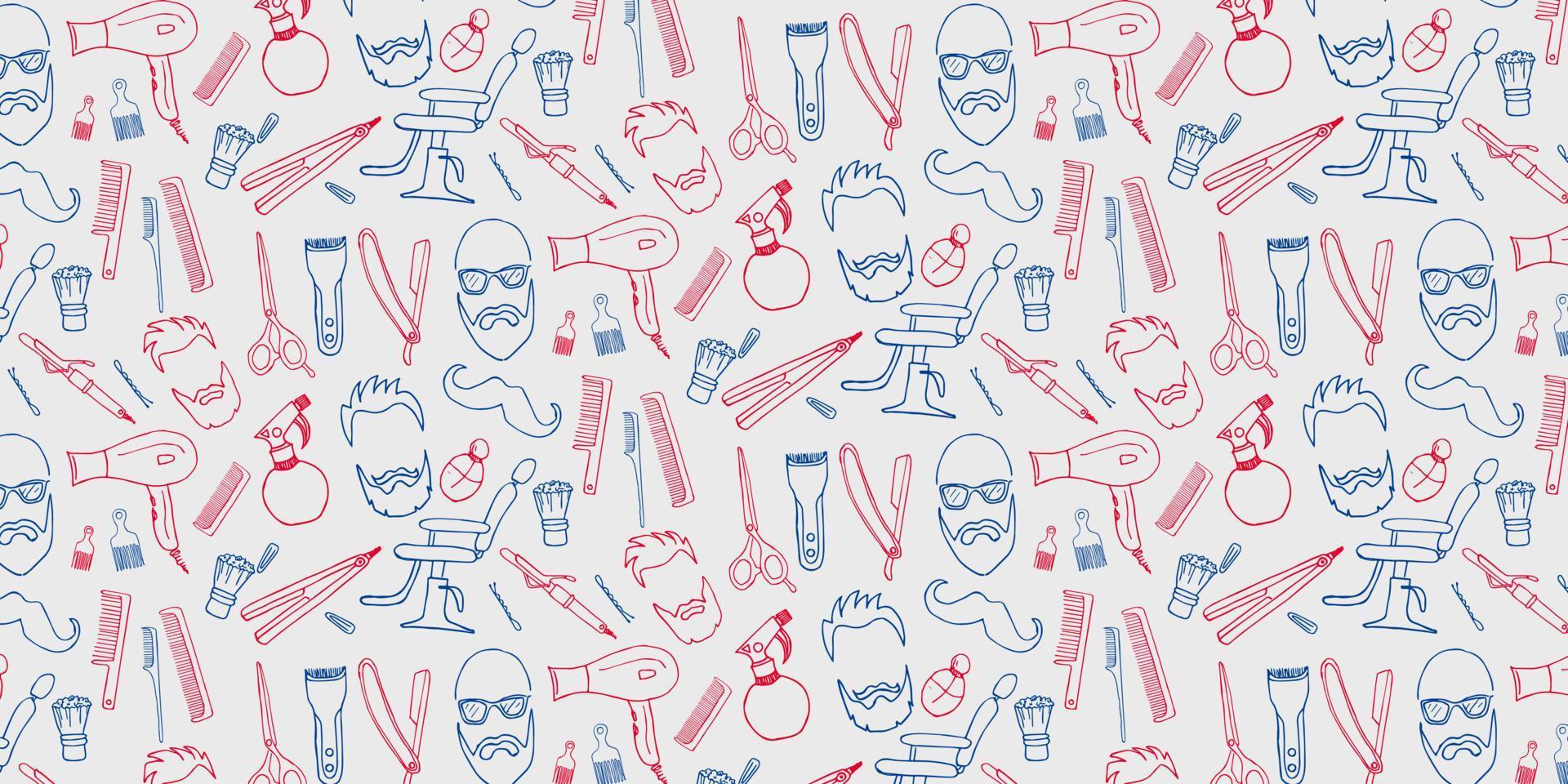 Barber Vector Hand Drawn Pattern