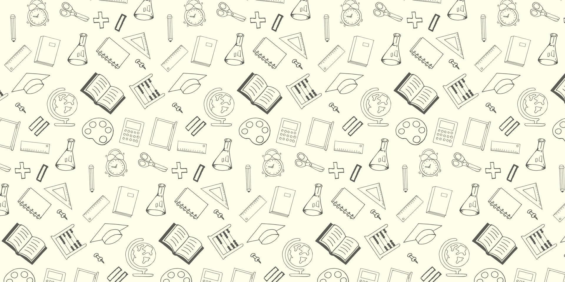 Back To School Vector Hand Drawn Pattern