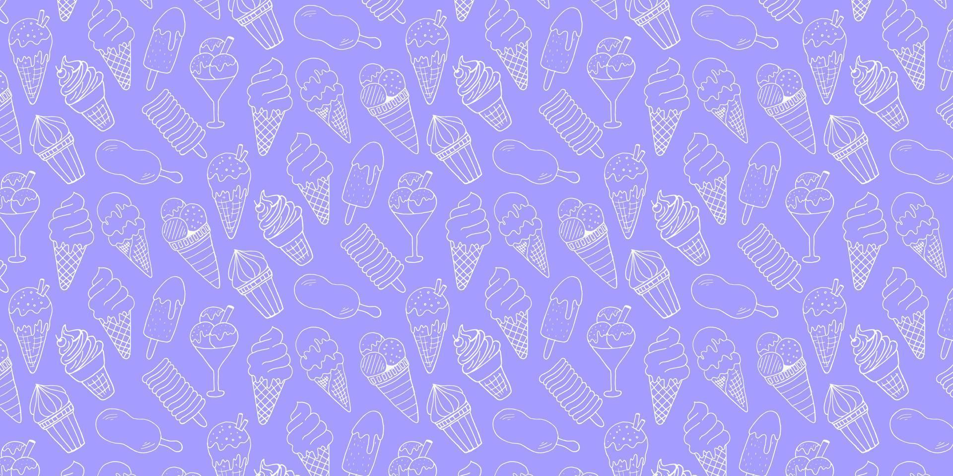 Ice Cream Vector Hand Drawn Pattern