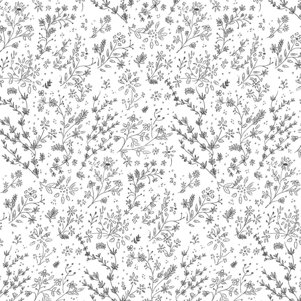 Flowers Vector Hand Drawn Pattern