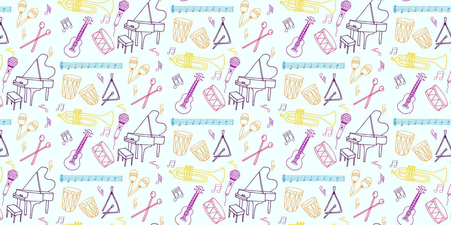 Musical Instruments Vector Hand Drawn Pattern