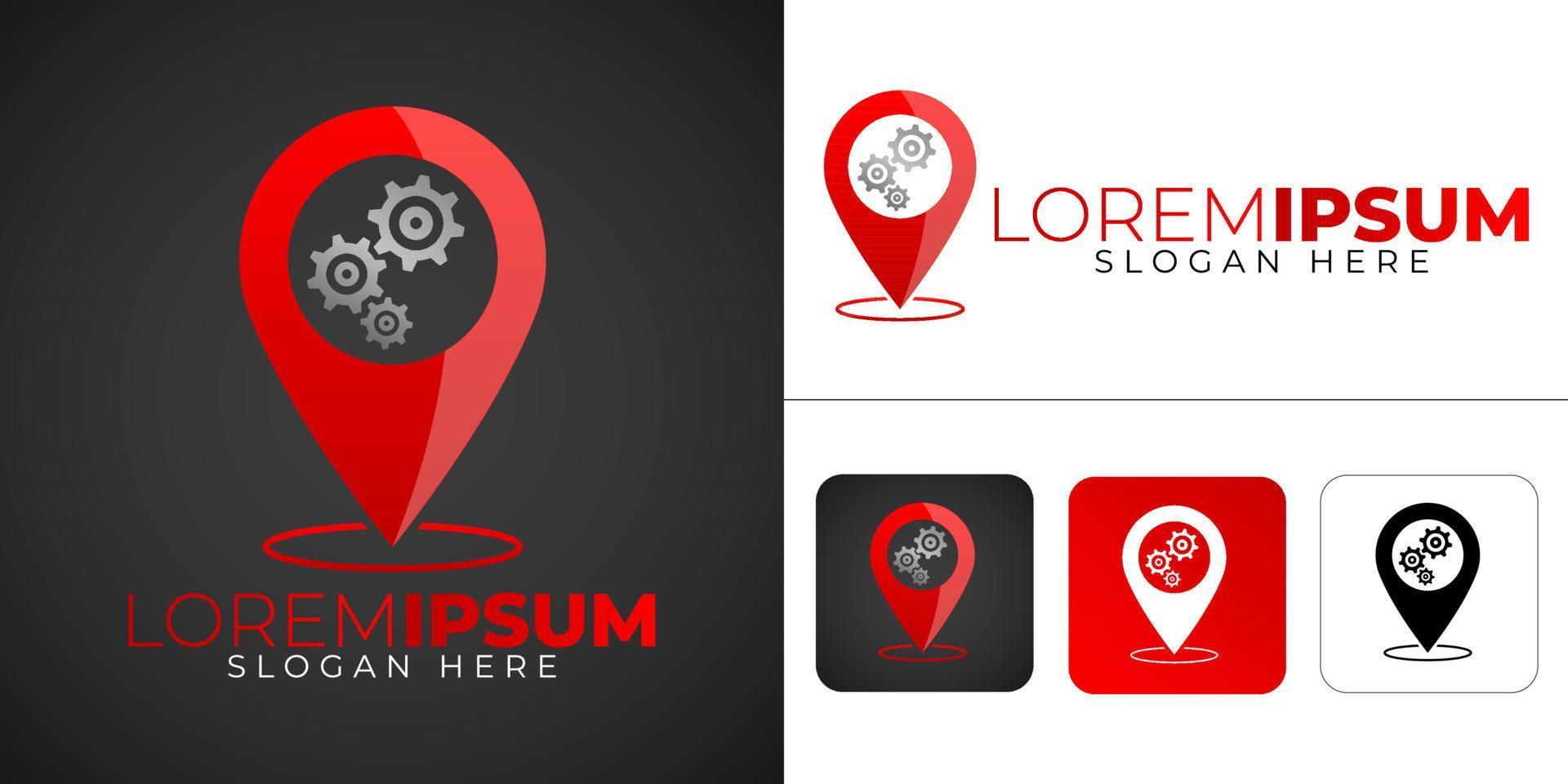 Red Location Mechanic Vector Logo Template