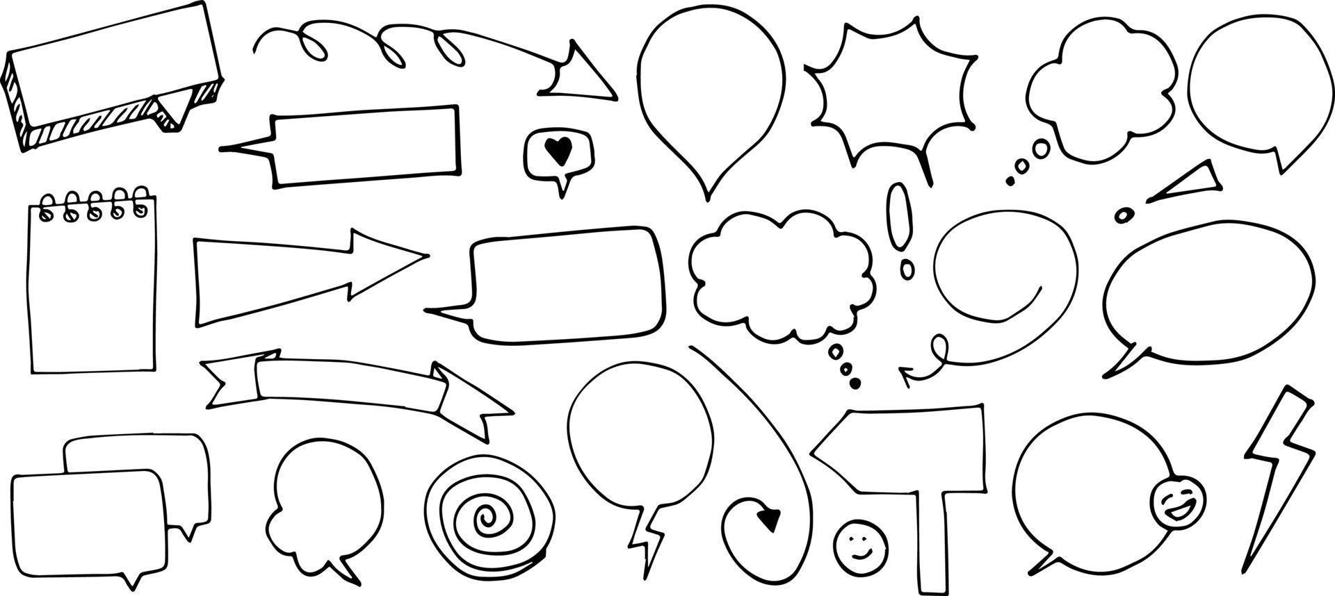 Talking Bubbles Hand Drawn Vector Illustration Objects Set