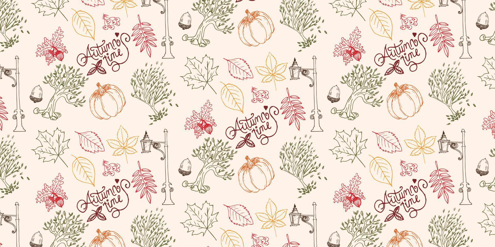 Soft Colorful Autumn Vector Hand Drawn Background