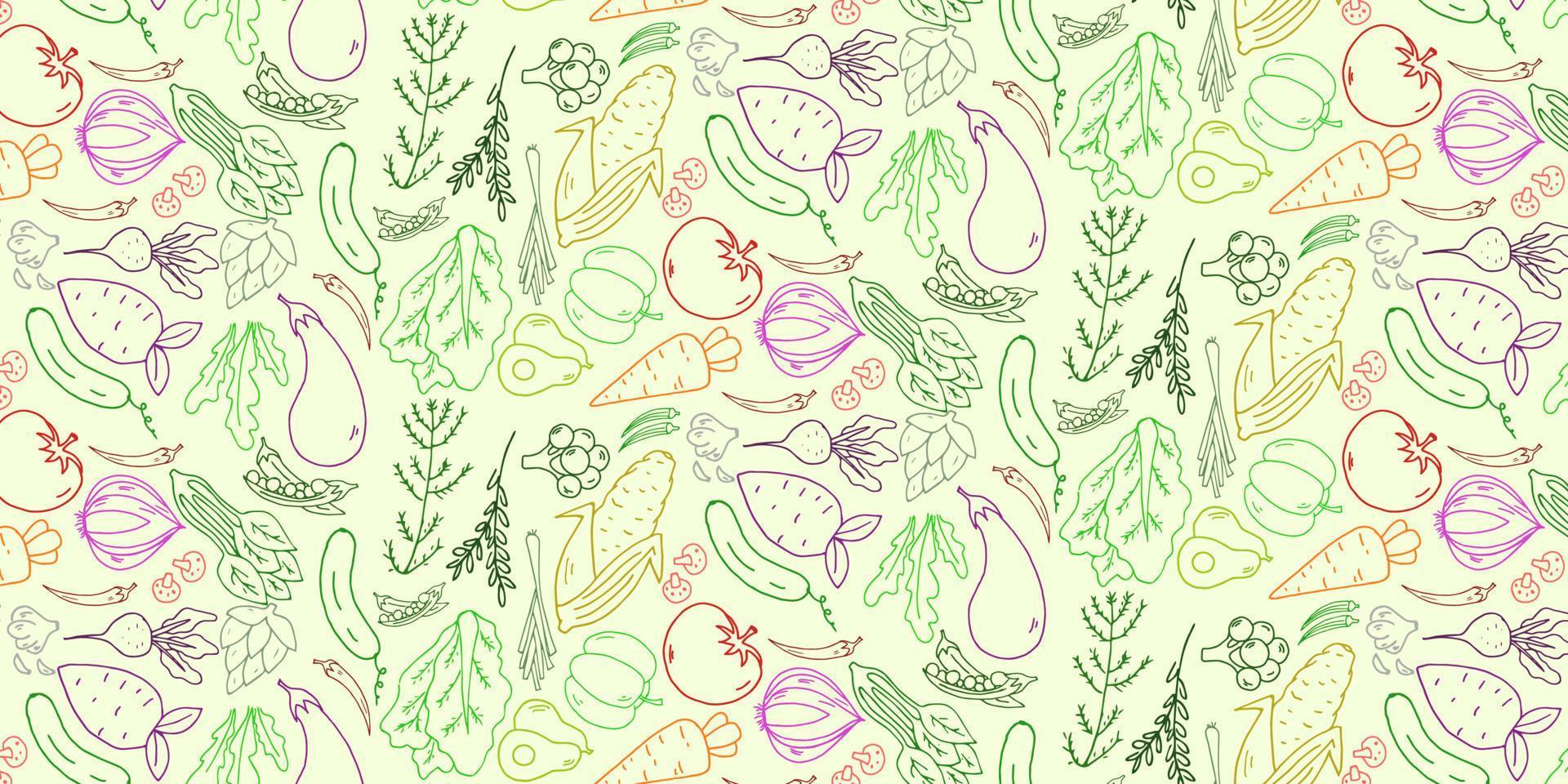 Vegetable Vector Hand Drawn Pattern