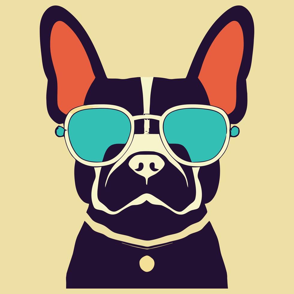 illustration Vector graphic of French bulldog wearing sunglasses isolated good for logo, icon, mascot, print or customize your design