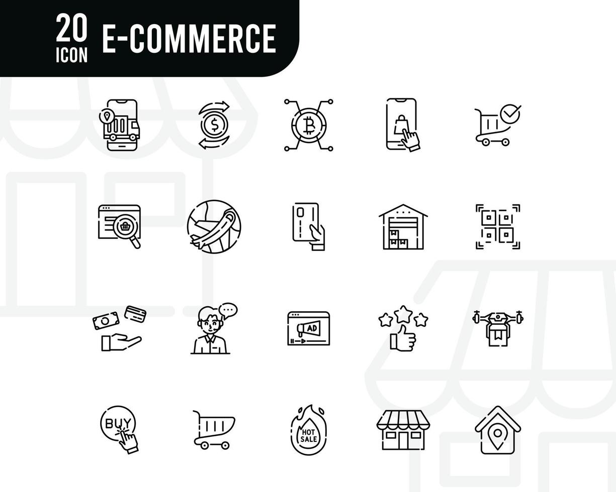 E-Commerce elements -detailed line web icon set. Detailed Line collection. Simple vector illustration.