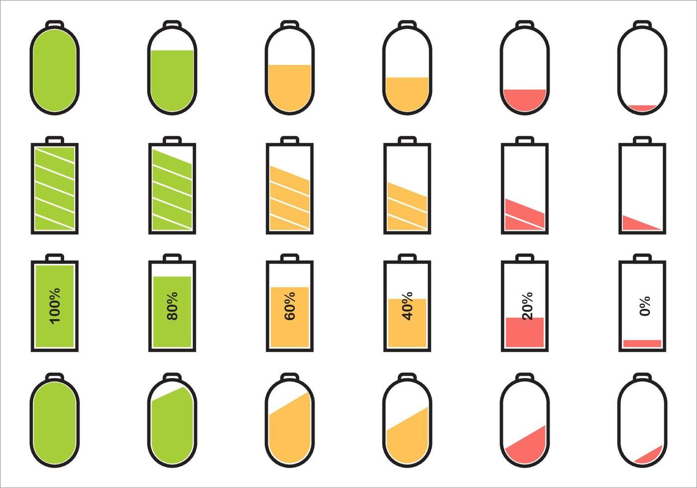 Battery Icon Set editable vector