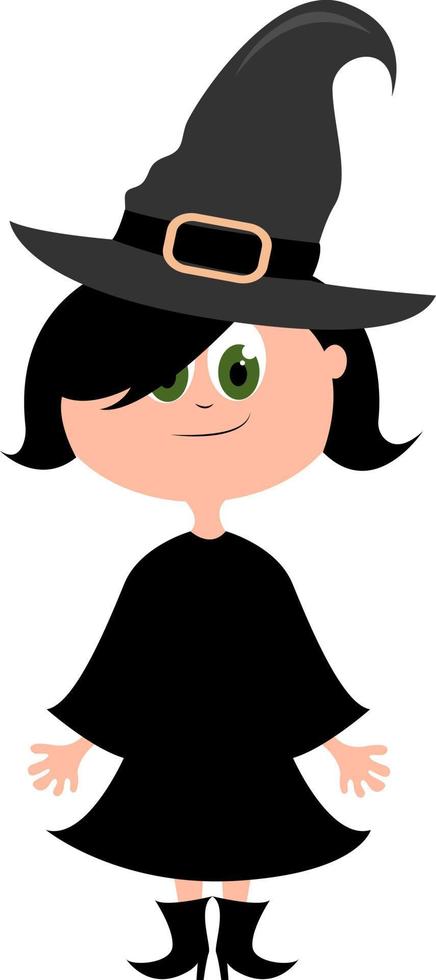 Litte witch, illustration, vector on white background.