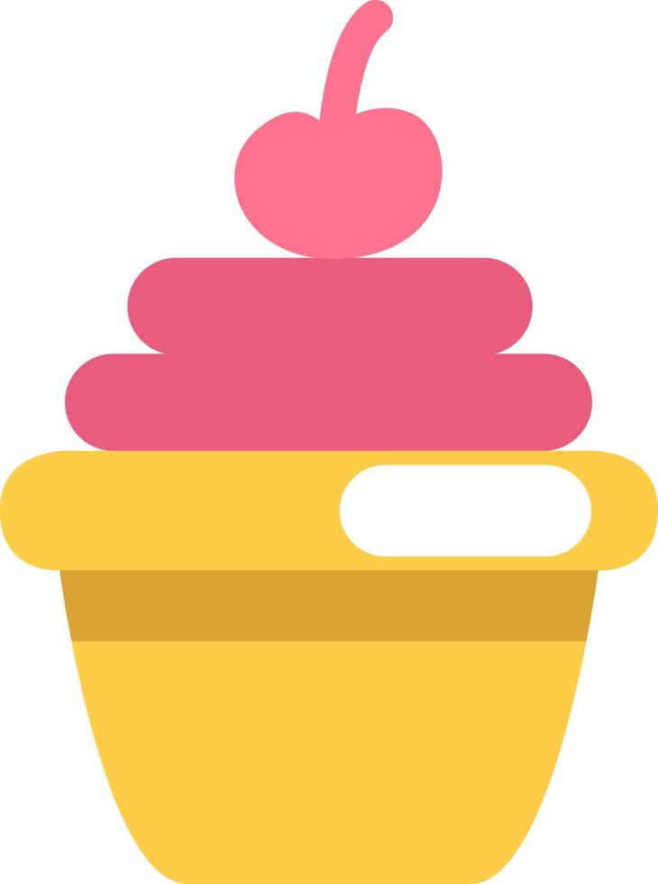 Party cupcake with cherry, illustration, vector on a white background.