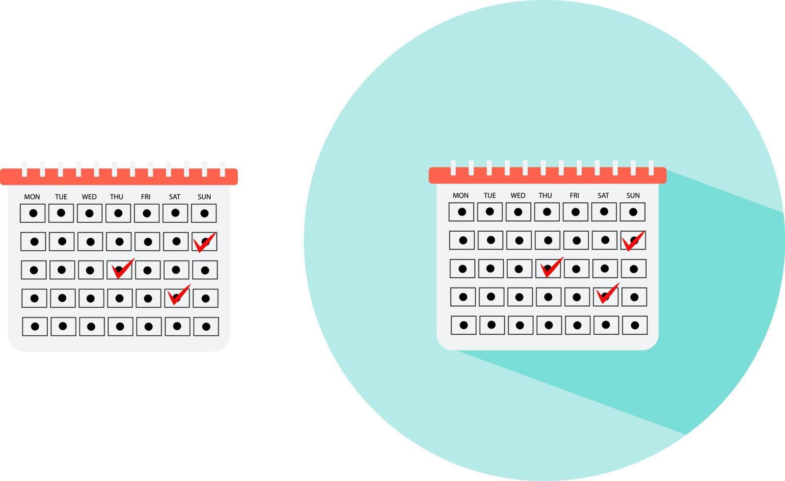 White calender ,illustration, vector on white background.