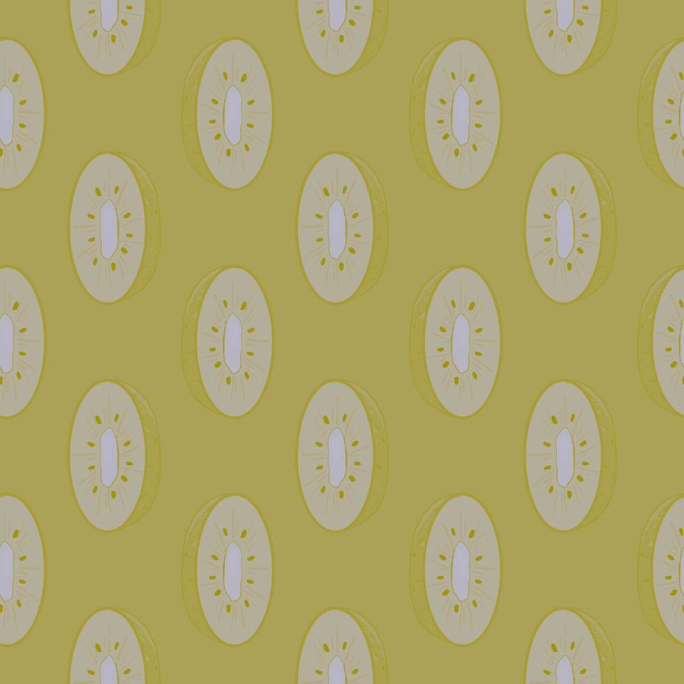 Small kiwi slices , seamless pattern on a yellow background. vector