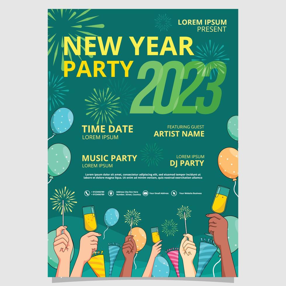 cartel de la fiesta de año nuevo 2023 vector