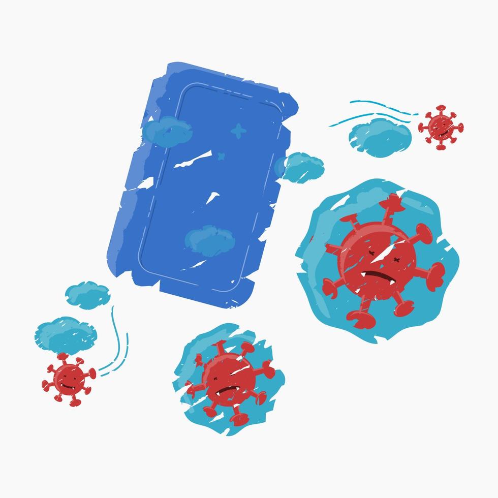 Editable Isolated Vector Illustration of Bar Soap Works Against Coronavirus in Brush Strokes Style for Artwork Element of Healthcare and Medical Related Design