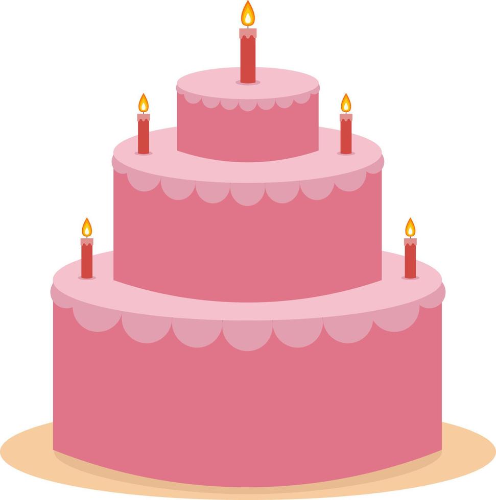 Pink cake, illustration, vector on white background.