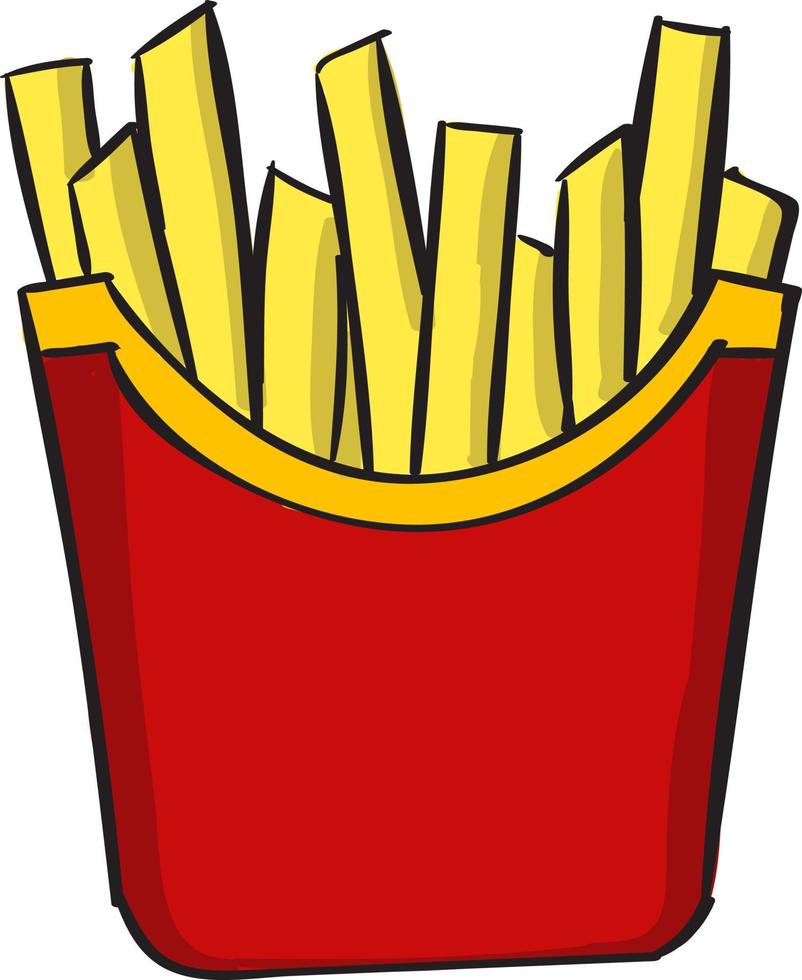 French fries, illustration, vector on white background.