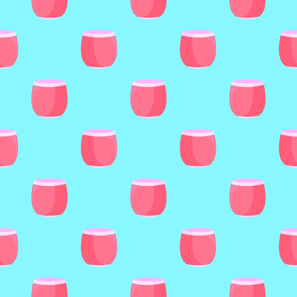 vaso de jugo rojo, patrón sin costuras en un fondo azul. vector