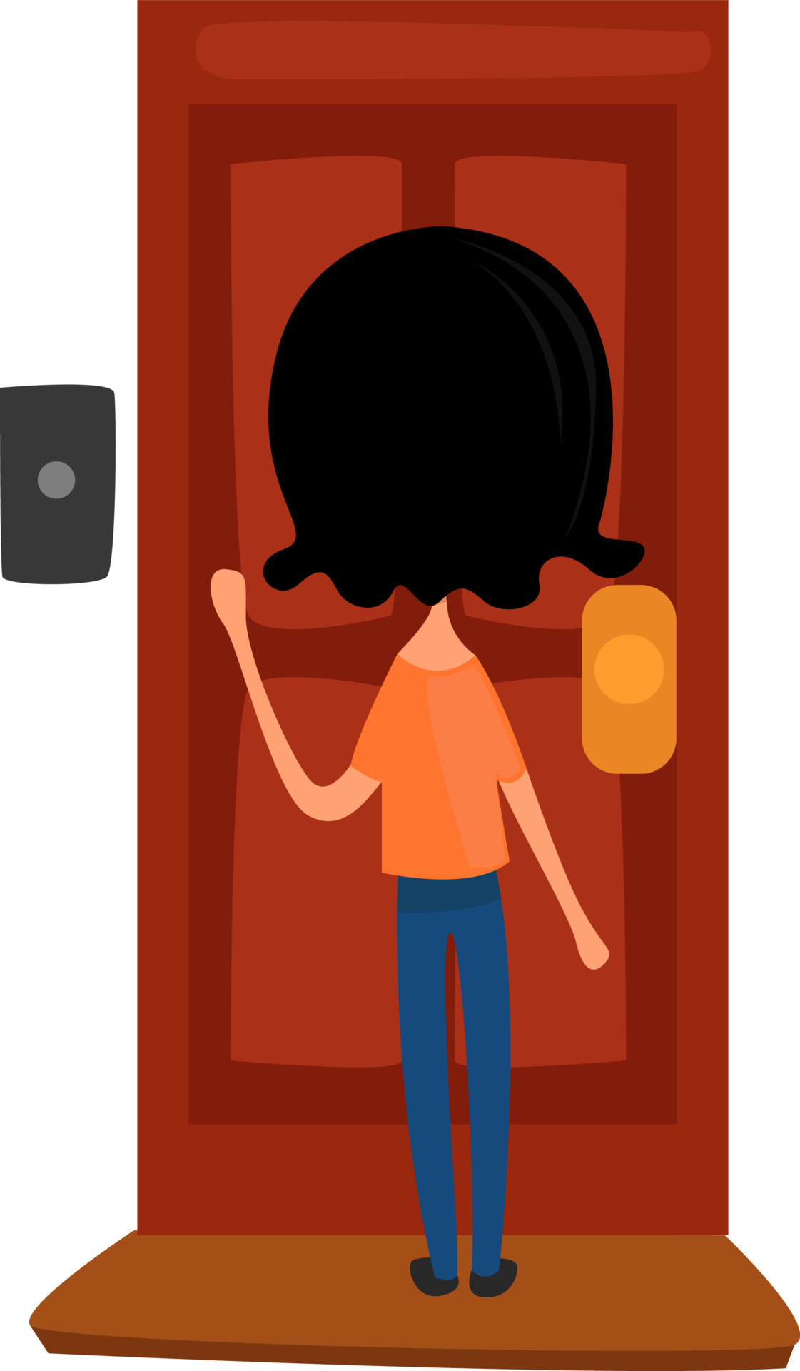 Girl knocking on the door, illustration, vector on white background ...