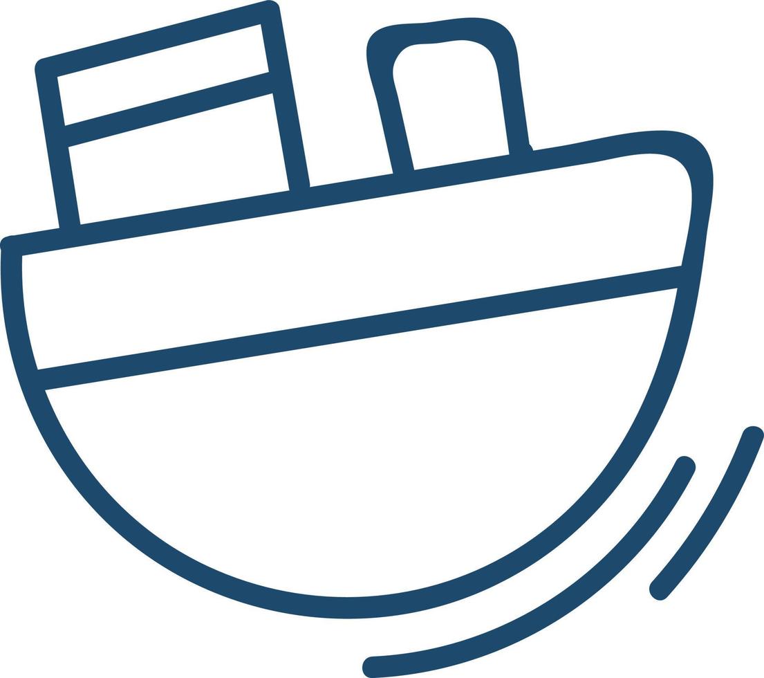 Sailing blue boat, illustration, vector on white background.