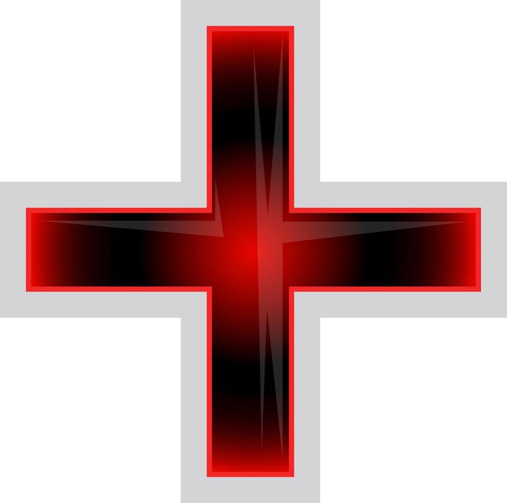 Red and black Greek Cross vector illustration on a white background