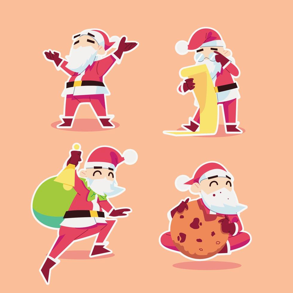 lo que hace santa claus en la víspera de navidad en un estilo de diseño plano vector