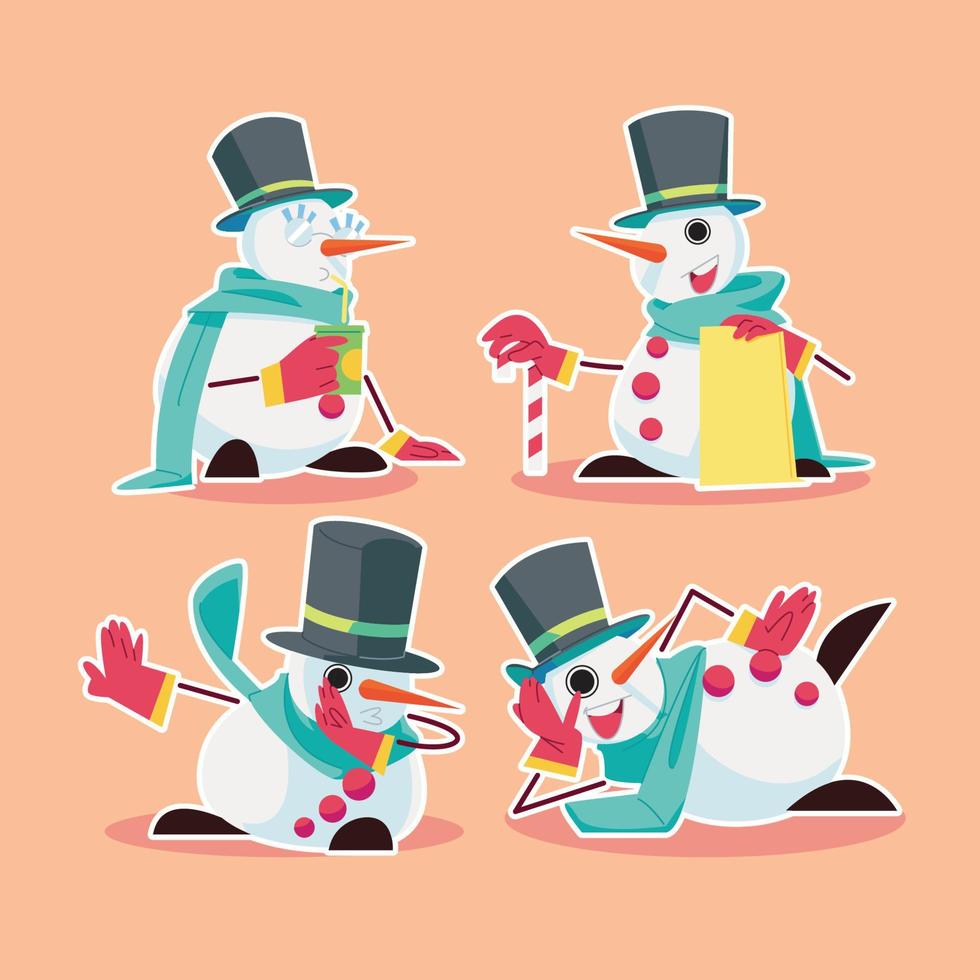 Snowman holding a merry Christmas banner in flat design vector