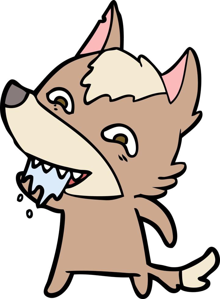 Vector wolf character in cartoon style