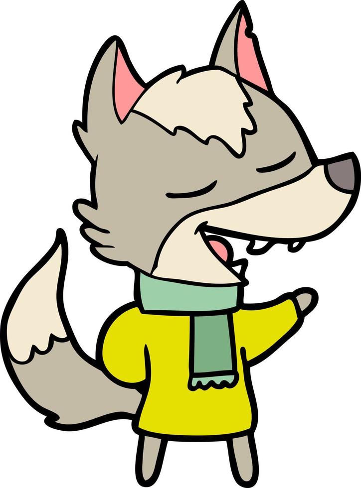 personaje de lobo vectorial en estilo de dibujos animados vector