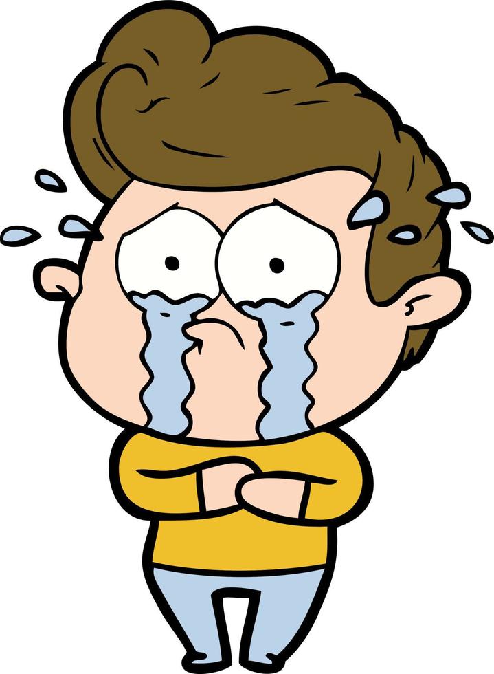 doodle character cartoon cry boy vector