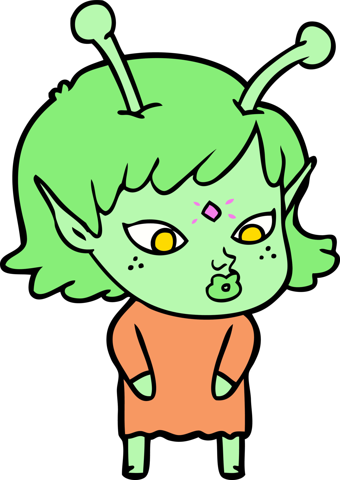 Vector alien character in cartoon style 13736285 Vector Art at Vecteezy