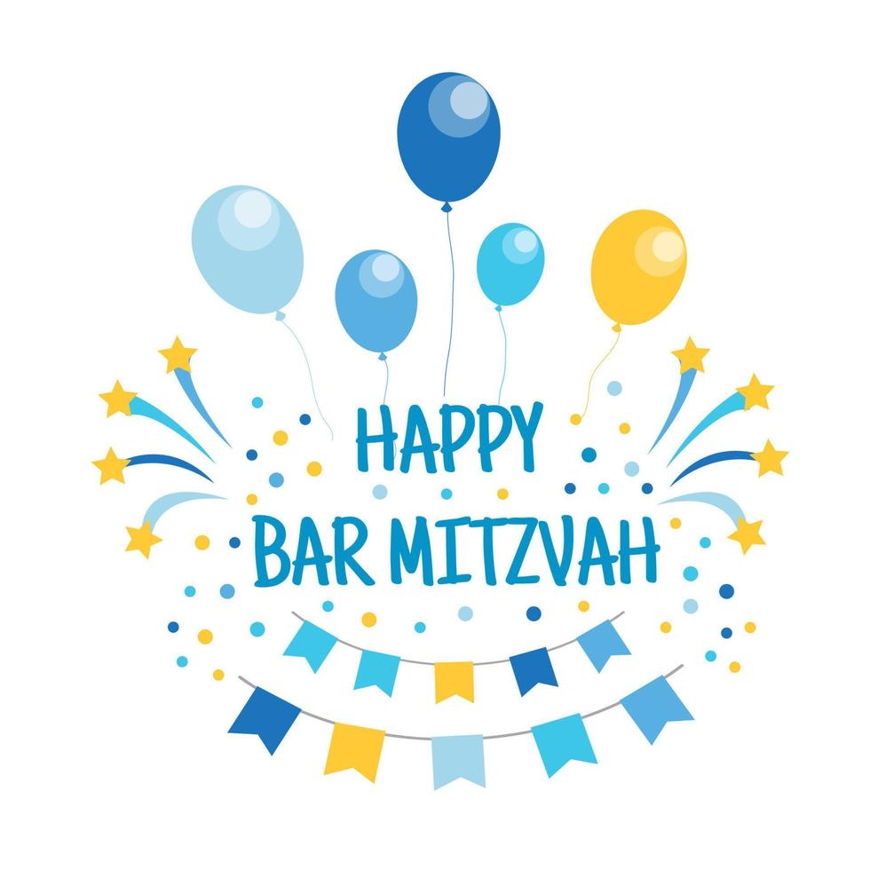 bar mitzvah felicitación o tarjeta de invitación, banner, con menorah, estrella de david aislado sobre fondo blanco. ilustración vectorial vector