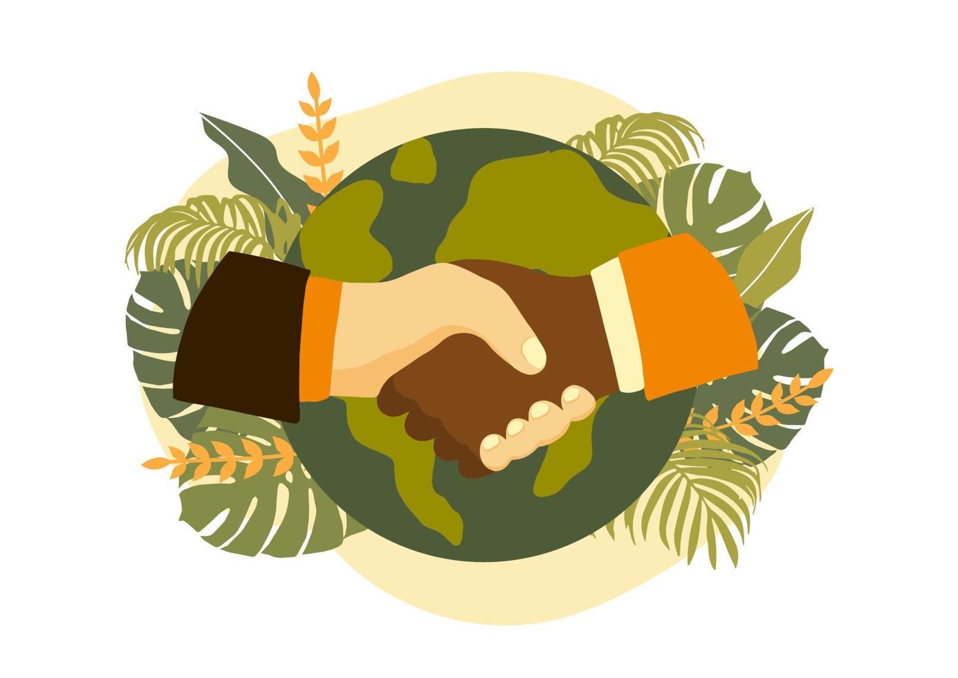 friendship and peace concept. the successful partnership and cooperation. hands of different nationalities. vector illustration