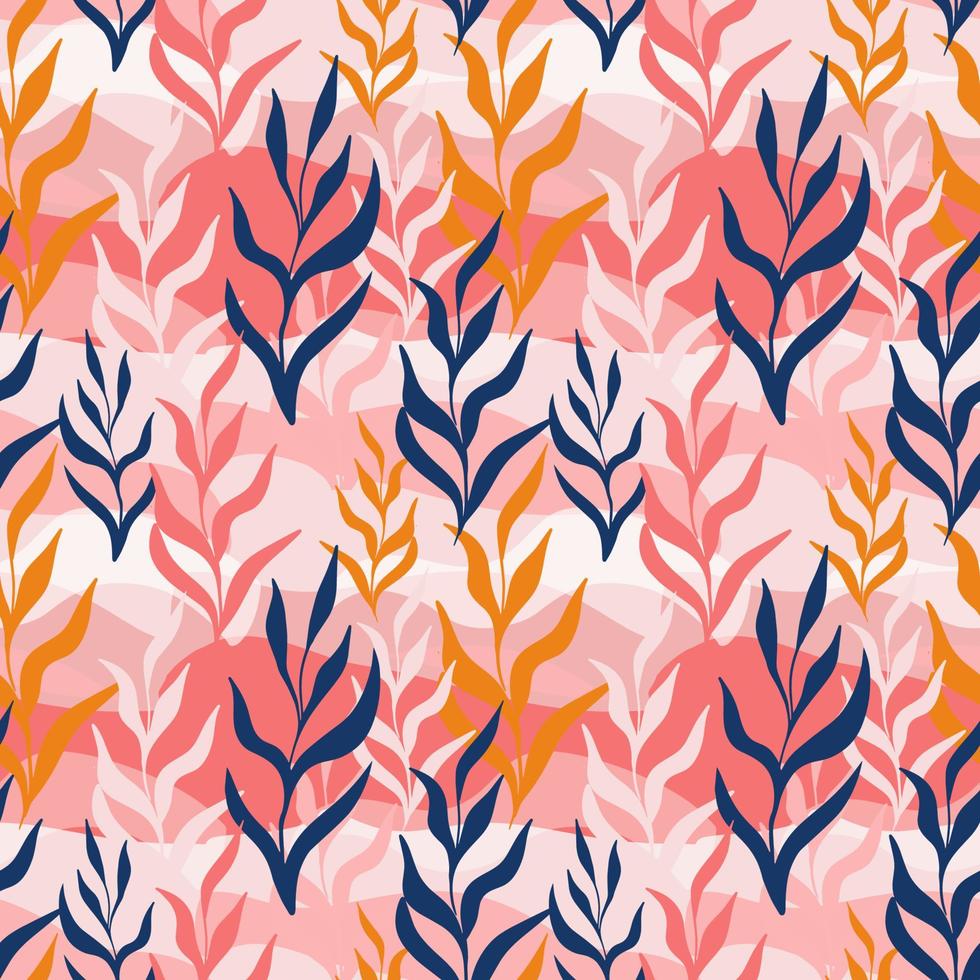 Vector seamless pattern with plant elements, endless background