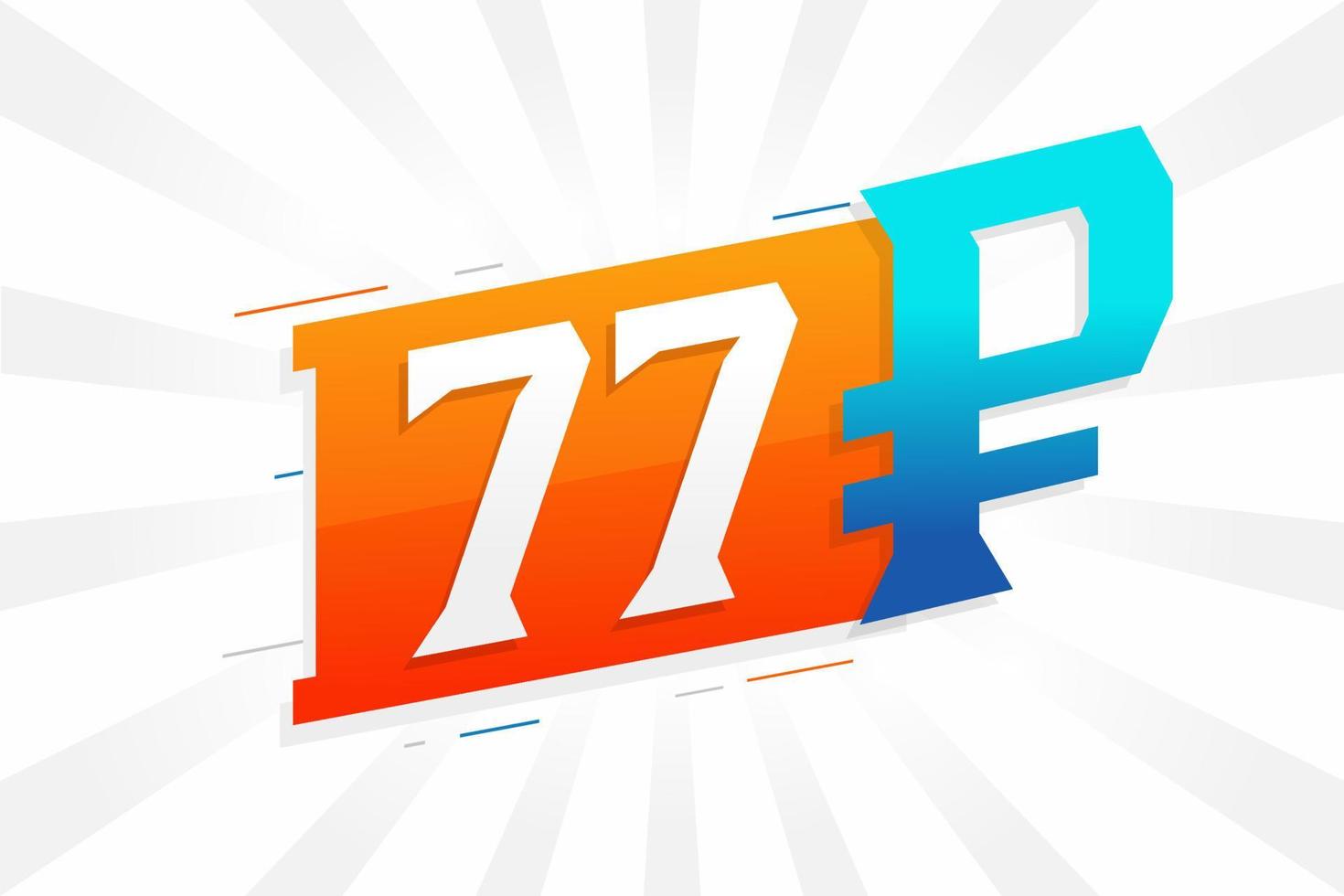 77 Ruble symbol bold text vector image. 77 Russian Ruble currency sign ...