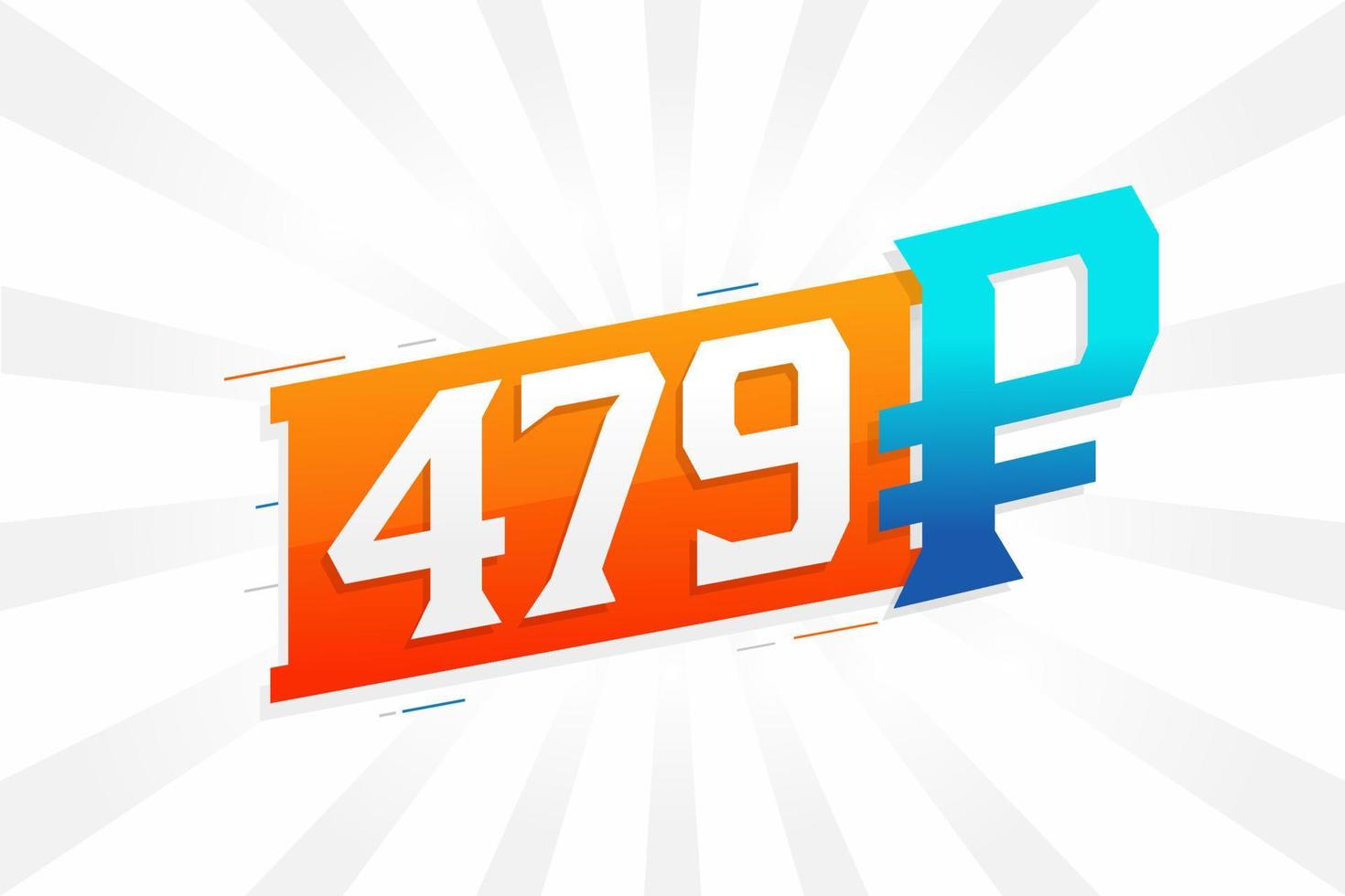 479 Ruble symbol bold text vector image. 479 Russian Ruble currency sign vector illustration