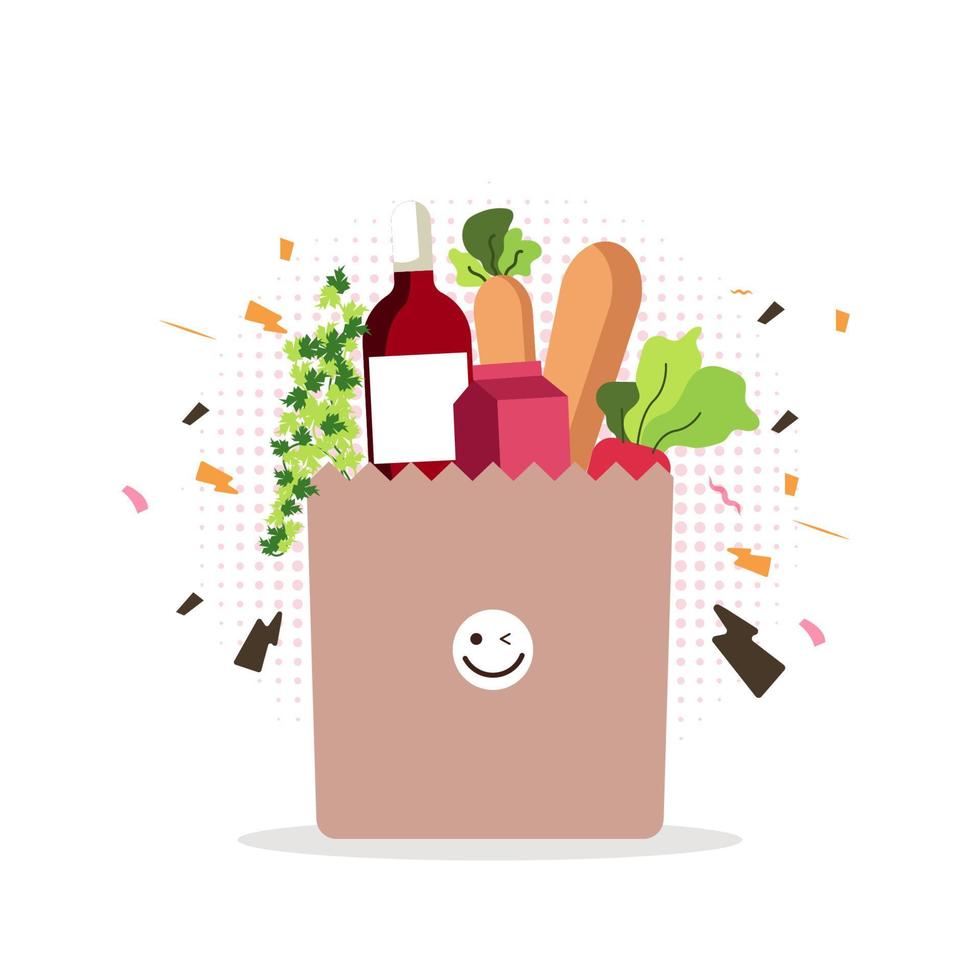 Food material . grocery store, online market, home delivery, shopping concept vector