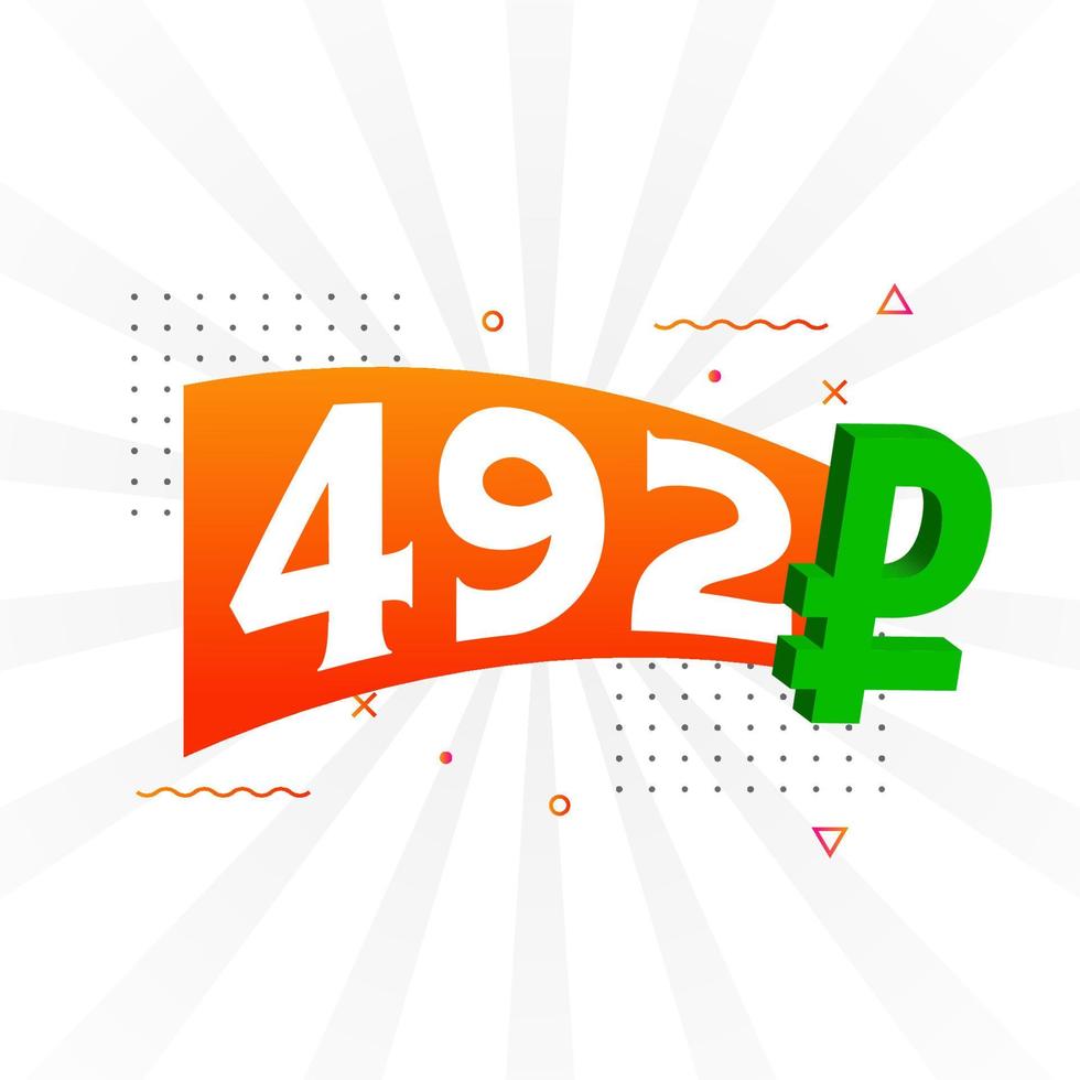 492 Ruble symbol bold text vector image. 492 Russian Ruble currency sign vector illustration
