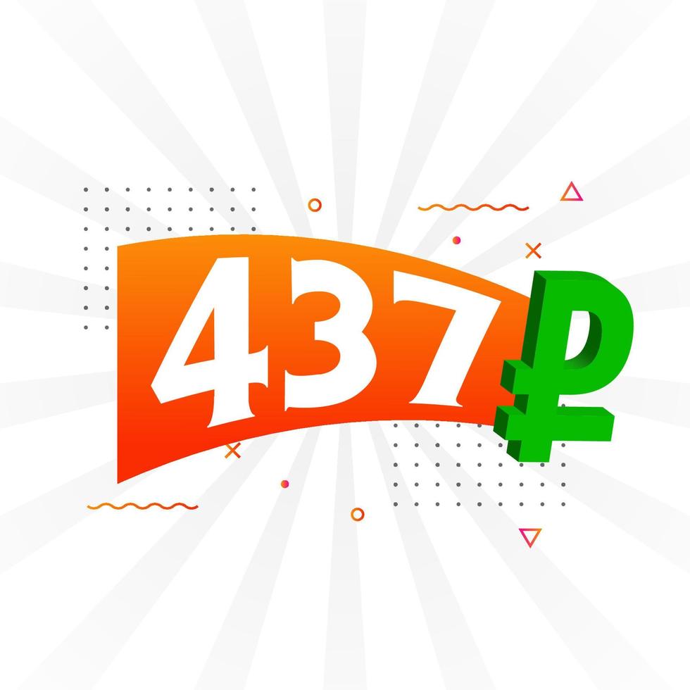437 Ruble symbol bold text vector image. 437 Russian Ruble currency sign vector illustration
