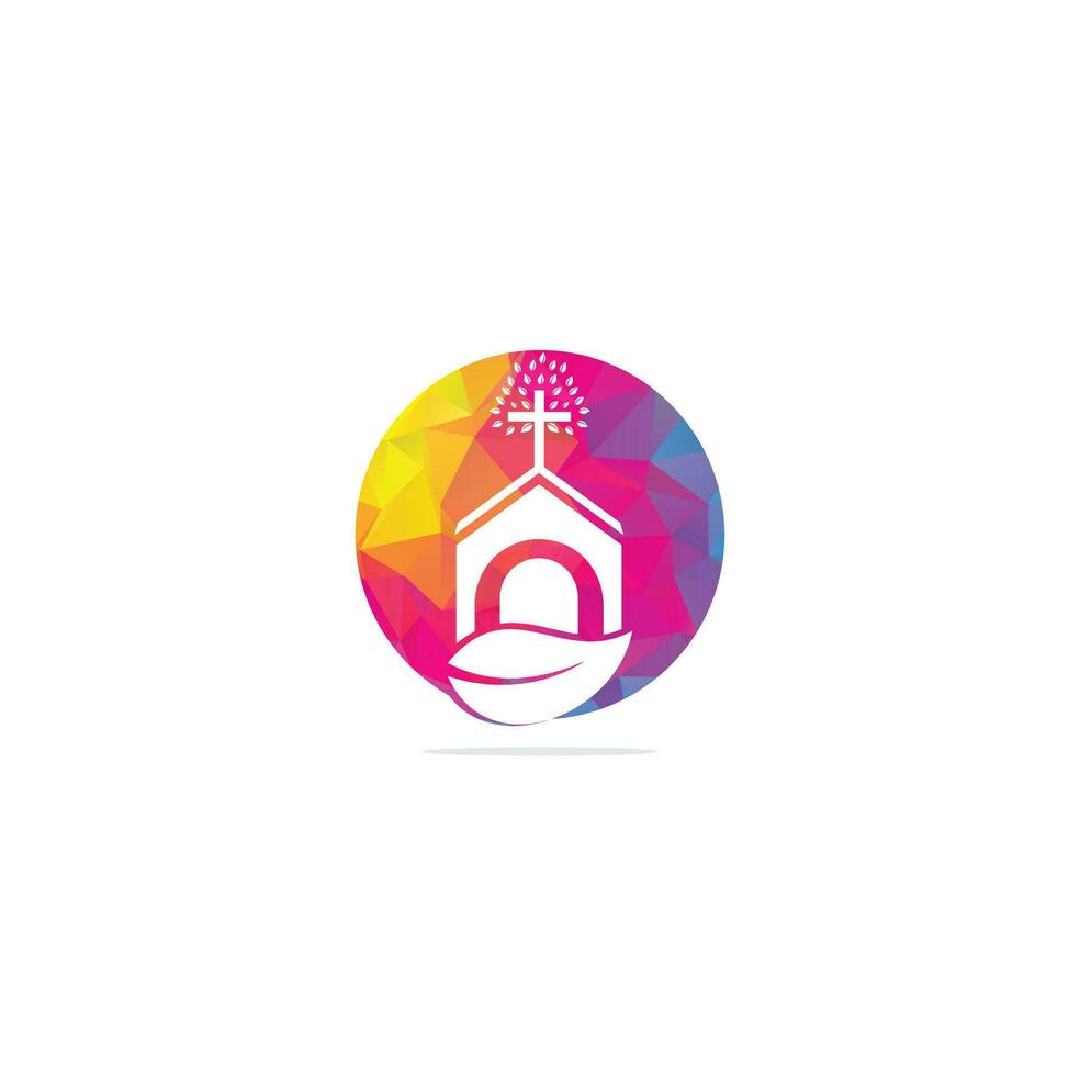 Church building logo design. Template logo for churches and Christian. Cross church building logo. vector