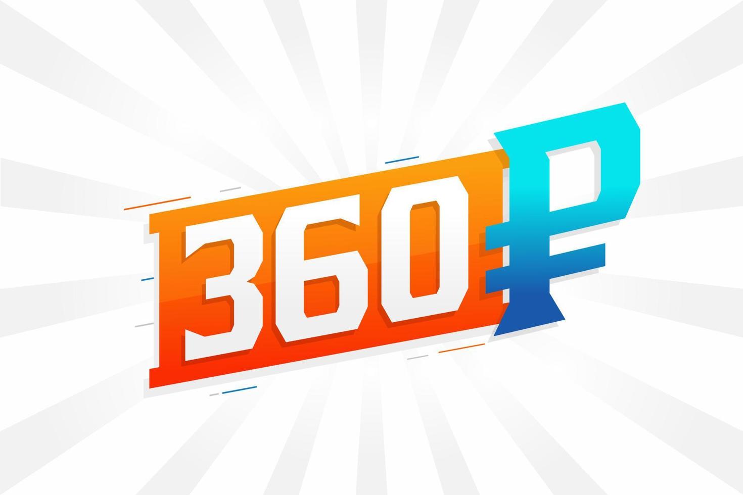 360 Ruble symbol bold text vector image. 360 Russian Ruble currency sign vector illustration
