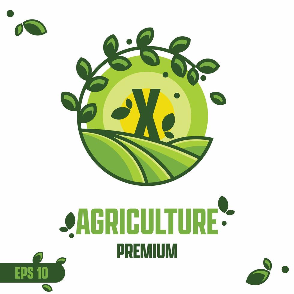 alfabeto x logotipo de agricultura vector