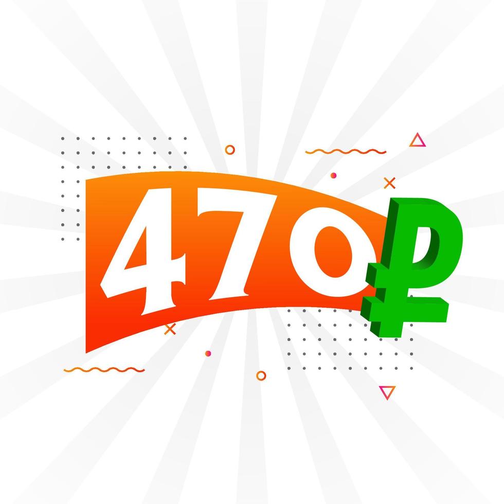 470 Ruble symbol bold text vector image. 470 Russian Ruble currency sign vector illustration