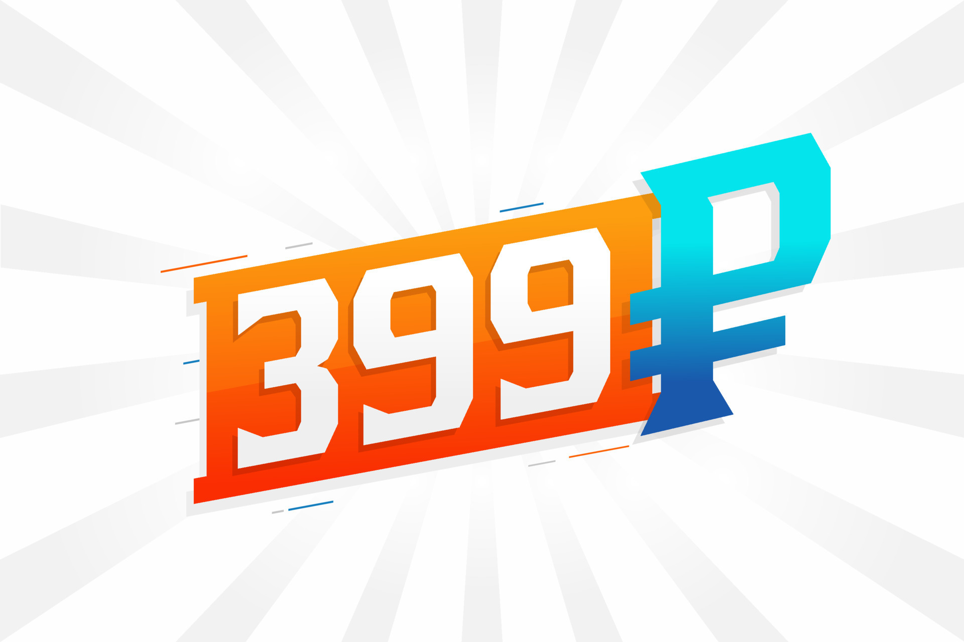399 Ruble symbol bold text vector image. 399 Russian Ruble currency ...