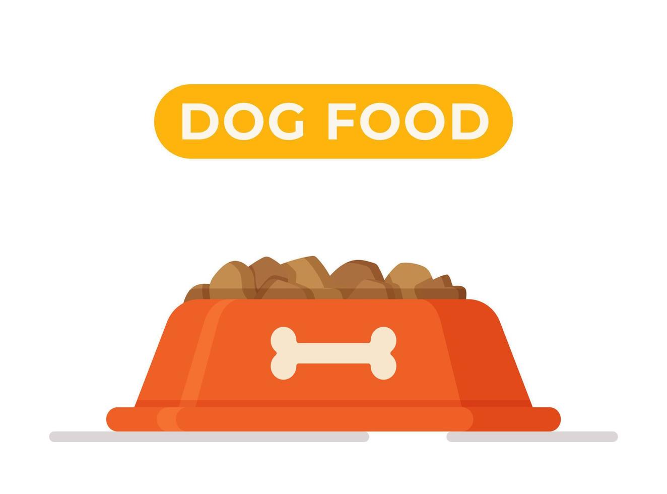 Isolated on a white background red bowl of food. Food for animals. Feeding a dog. vector