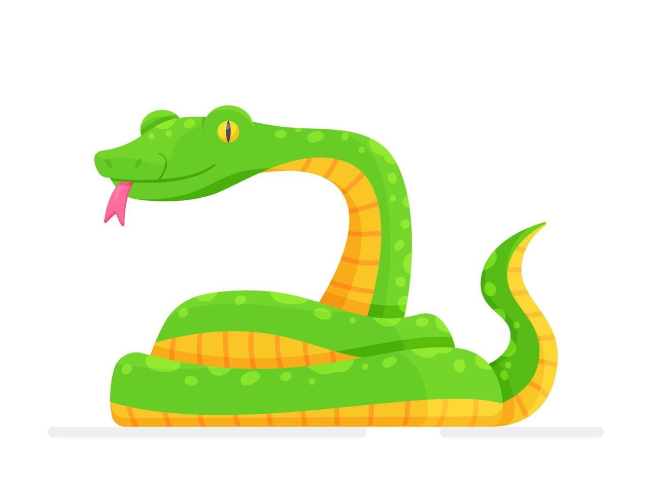 una gran serpiente verde con la lengua colgando. ilustración vectorial de serpiente aislada sobre fondo blanco. serpiente, cobra, imagen vectorial del icono del rey. vector