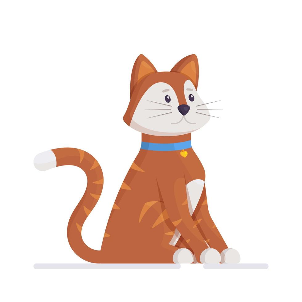 Adorable ginger kitten, isolated on a white background. vector